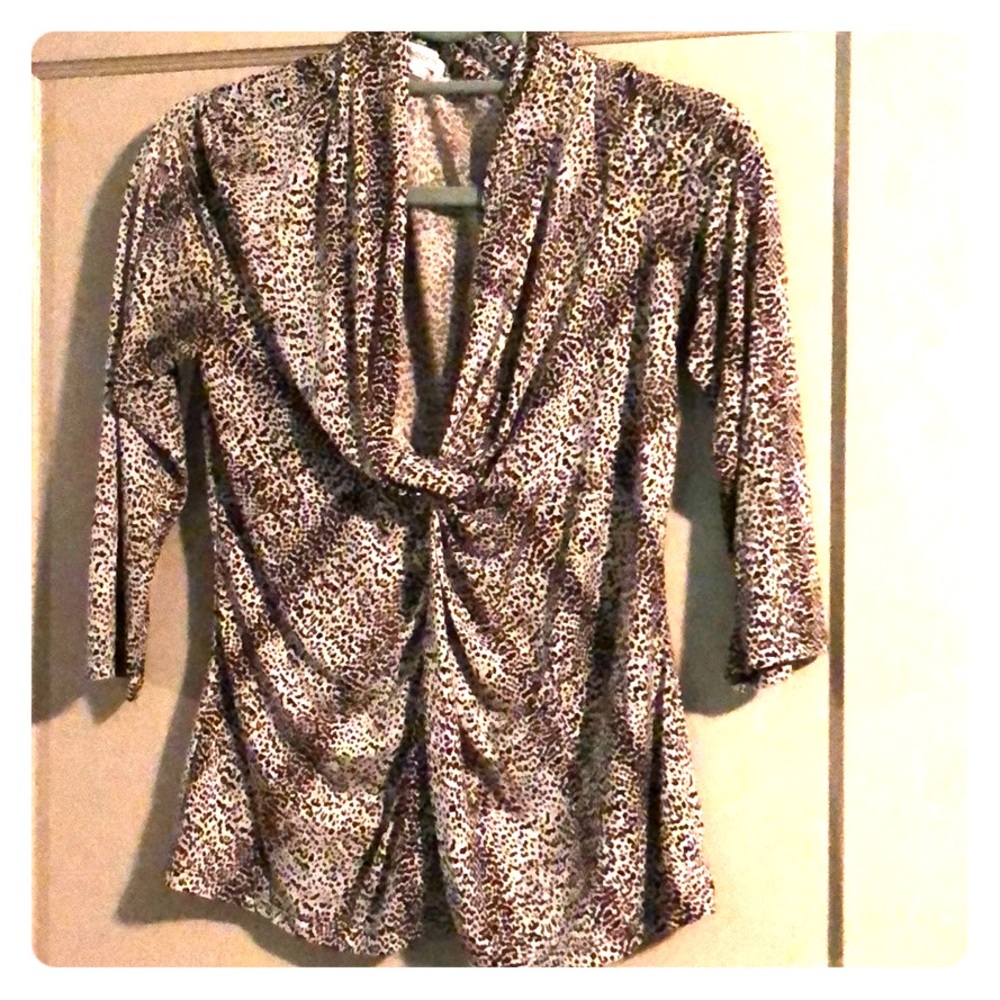 Leopard Print 3/4 sleeve stretch top